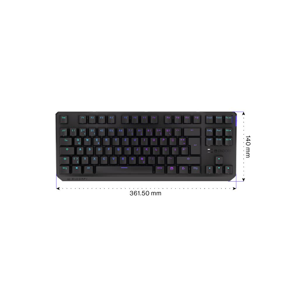 ENDORFY Keyboard Thock TKL Wireless, DE-Layout, Tastatur, Kabellos, Schwarz, Beleuchtet