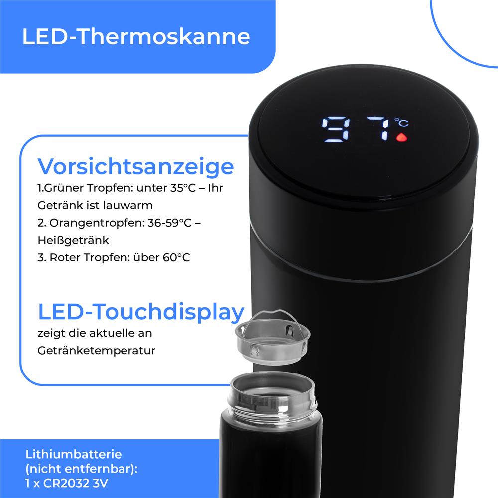 Camry CR 4507bk Thermoskanne mit LED-Temperaturanzeige – 473 ml, schwarz