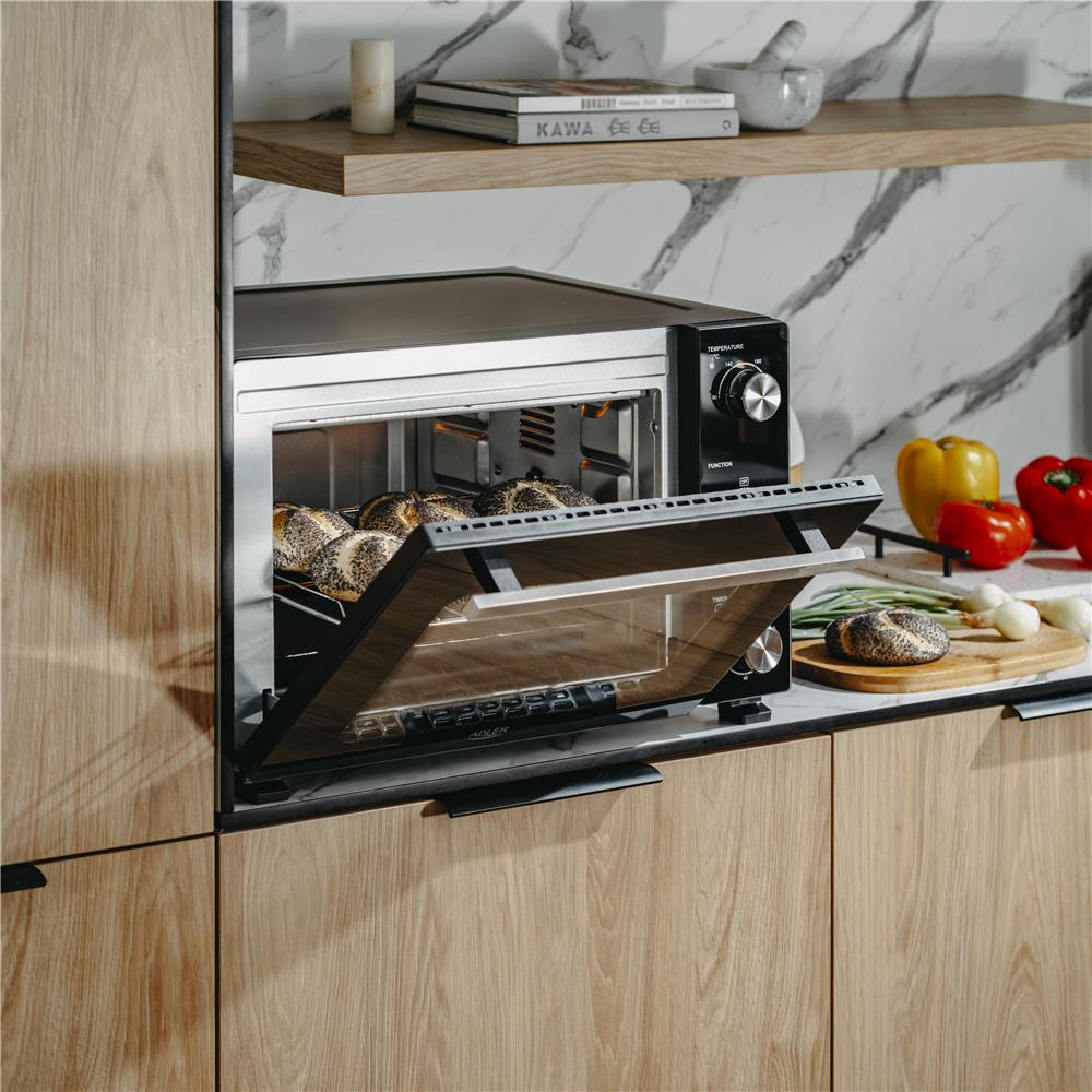Adler AD 6025 Elektrobackofen 35 L mit Ober Unterhitze Umluft und Drehspieß Schwarz