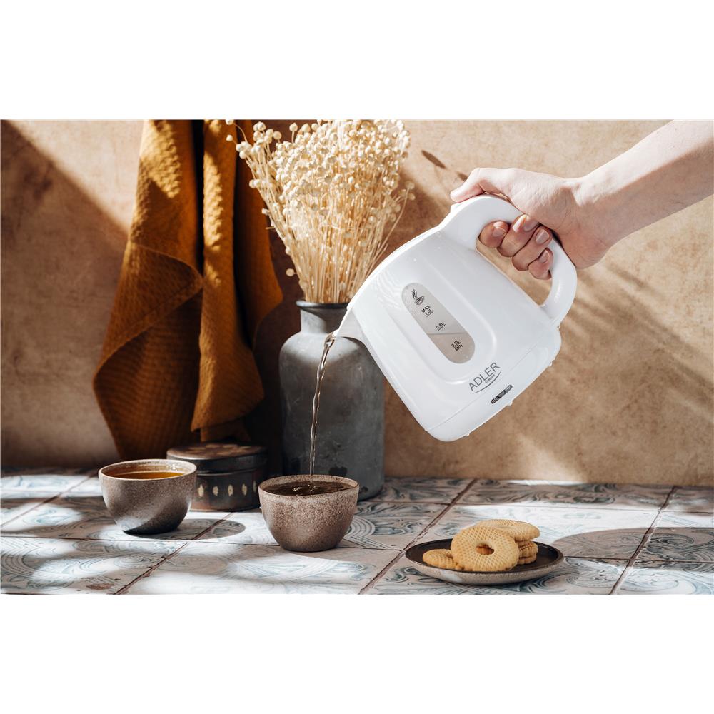Adler AD 1373 Wasserkocher 1 Liter kompakt mit Abschaltautomatik und Wasserstandsanzeige Weiß