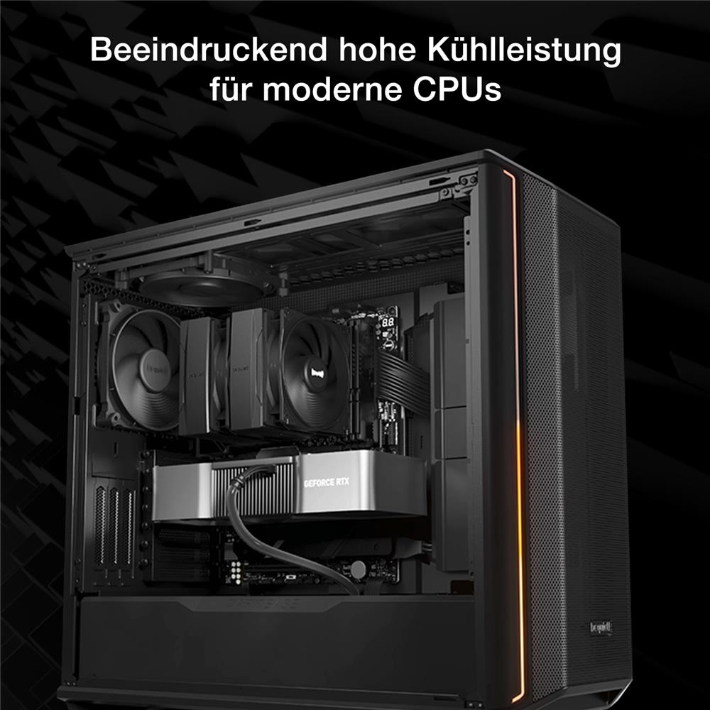 be quiet! Pure Rock Pro 3 Luftkühler beeindruckend hohe Kühlleistung 6 schwarze 6mm Hochleistungs-Heatpipes