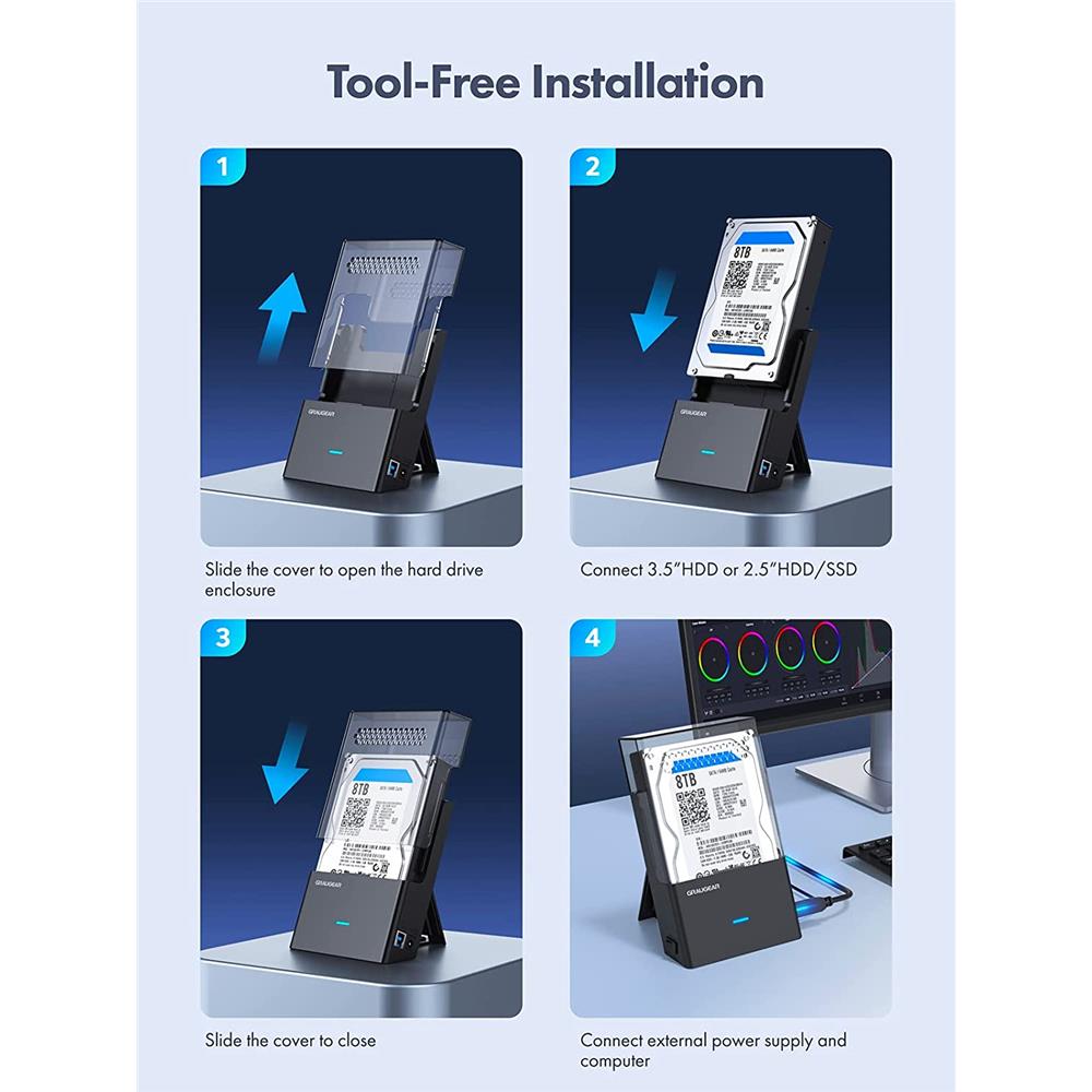 GRAUGEAR Festplatten Dockingstation G3502 AC für 2,5 und 3,5 Zoll HDD SSD