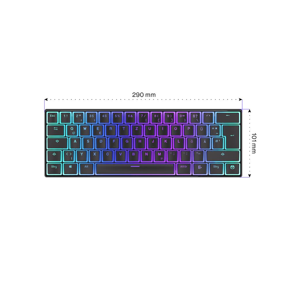 ENDORFY Thock Compact Wireless Tastatur DE Layout Kailh Box Red Schwarz Pudding