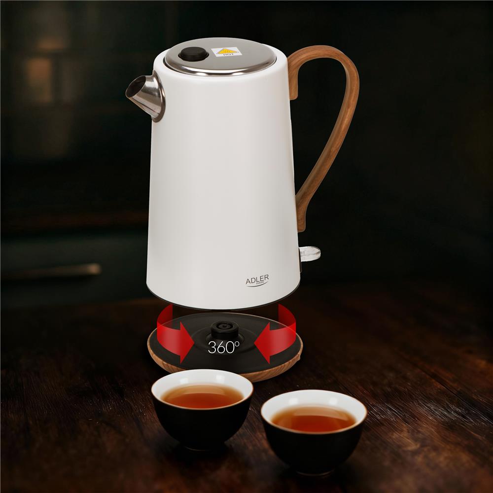 Adler AD 1352 Wasserkocher 1,7 L STRIX Safety Abschaltautomatic Kabelaufbewahrungsfach Weiß