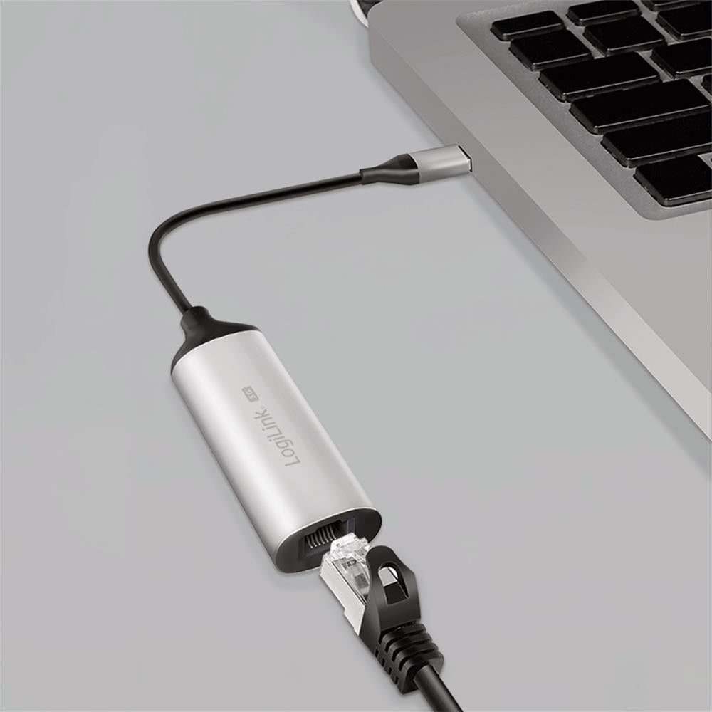 LogiLink USB-C zu RJ45 5G Ethernet Adapter – Aluminium, 5 Gbit/s, Full Duplex