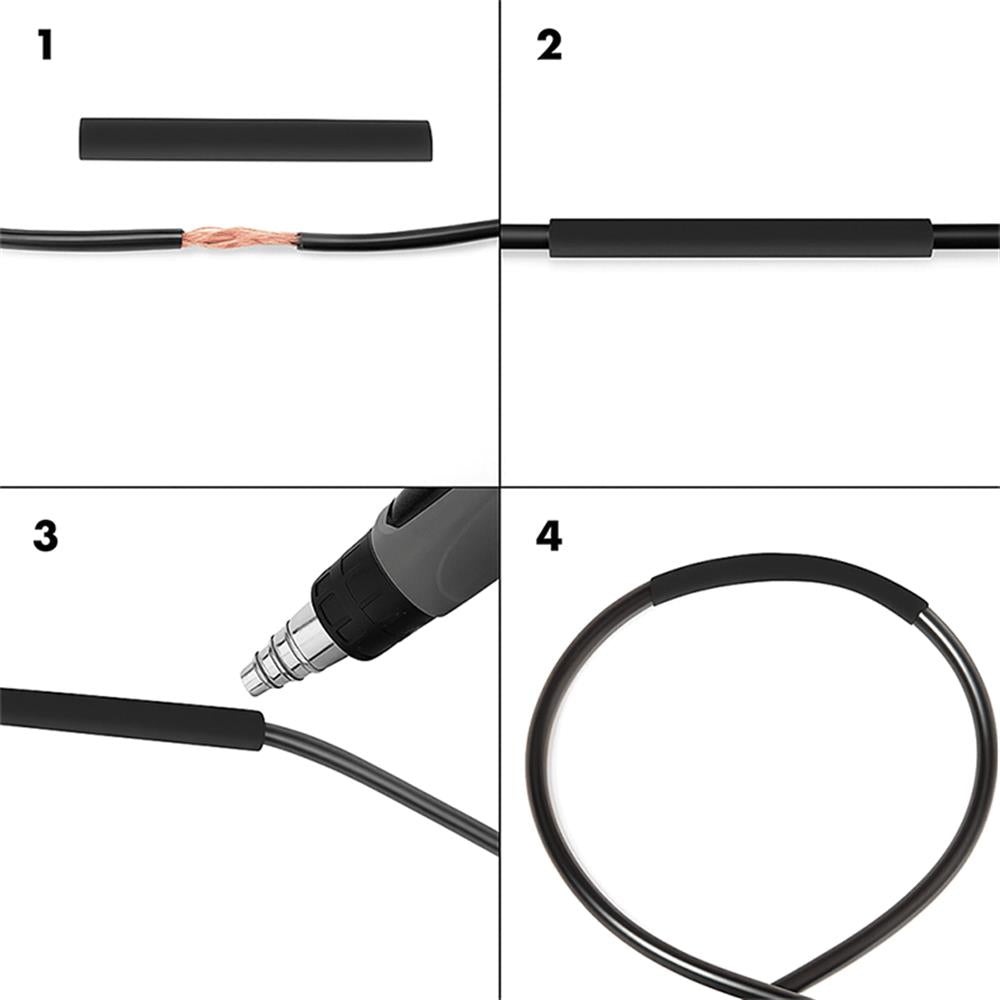 LogiLink Schrumpfschlauch-Set, 300 Stück, 45 mm Länge, 3:1 Schrumpfrate, Schwarz