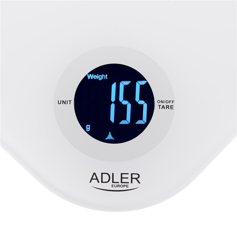 Adler AD 3180 Digitale Küchenwaage 10 kg mit LCD Display und Tara Funktion Weiß