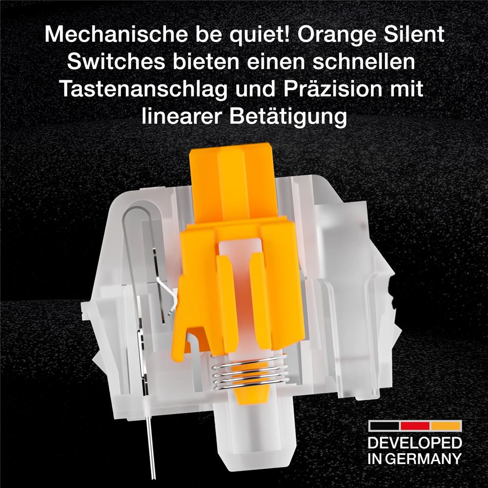 be quiet! Light Mount Silent Linear DE ISO Tastatur mechanische Switches schneller Tastenanschlag 3 Schichten Dämmung
