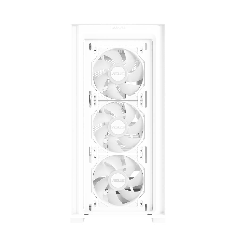 ASUS A21 PLUS TG ARGB White microATX PC Gehäuse mit Mesh Front und 4 ARGB Lüftern