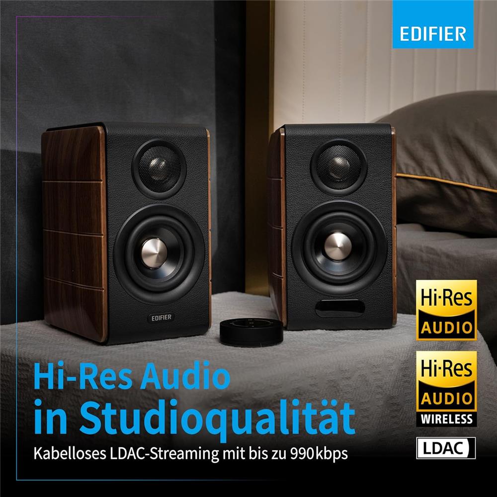 Edifier S880DB MKII – Hi‑Res Wireless 2.0 Lautsprecher, 88W, Walnuss