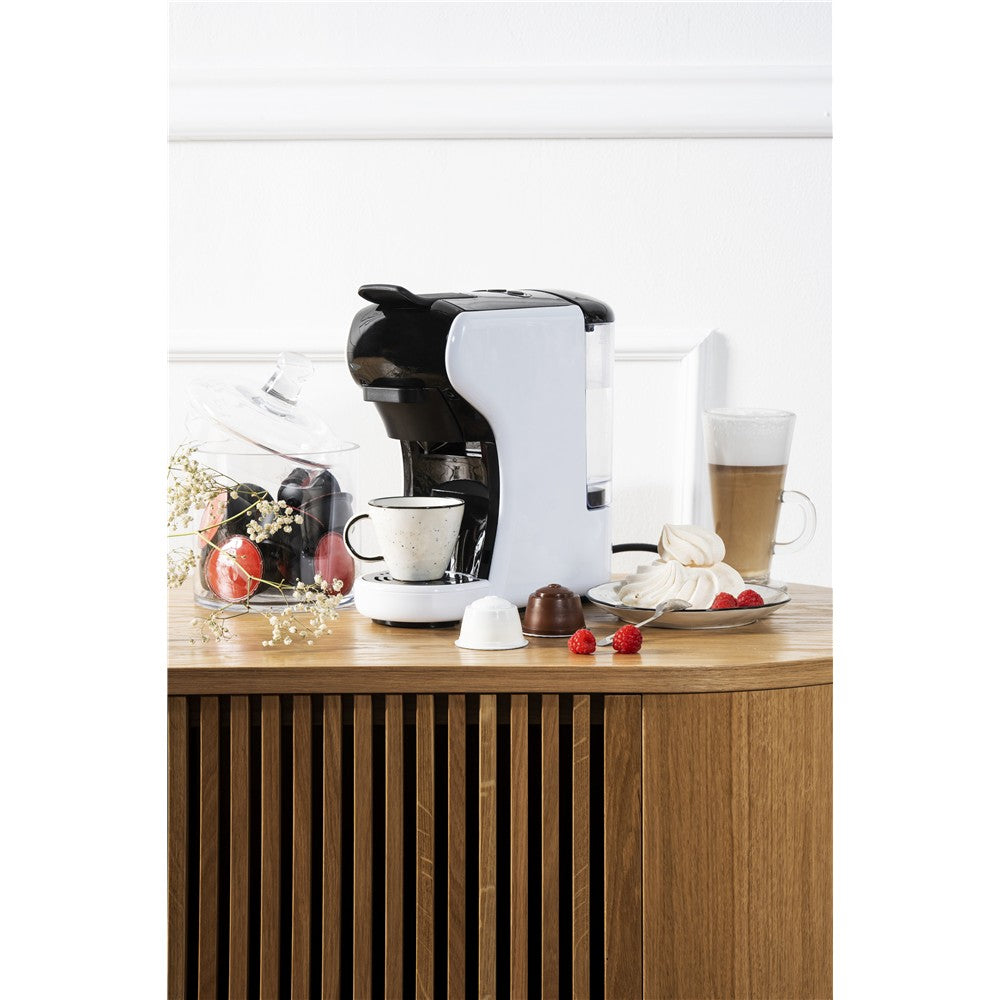 Adler AD 4386 Multikapsel Kaffeemaschine, 19 bar Espressomaschine, 9 Kapselsysteme, gemahlener Kaffee, ESE Pads, 0,6 l, kompakt, Weiß/Schwarz