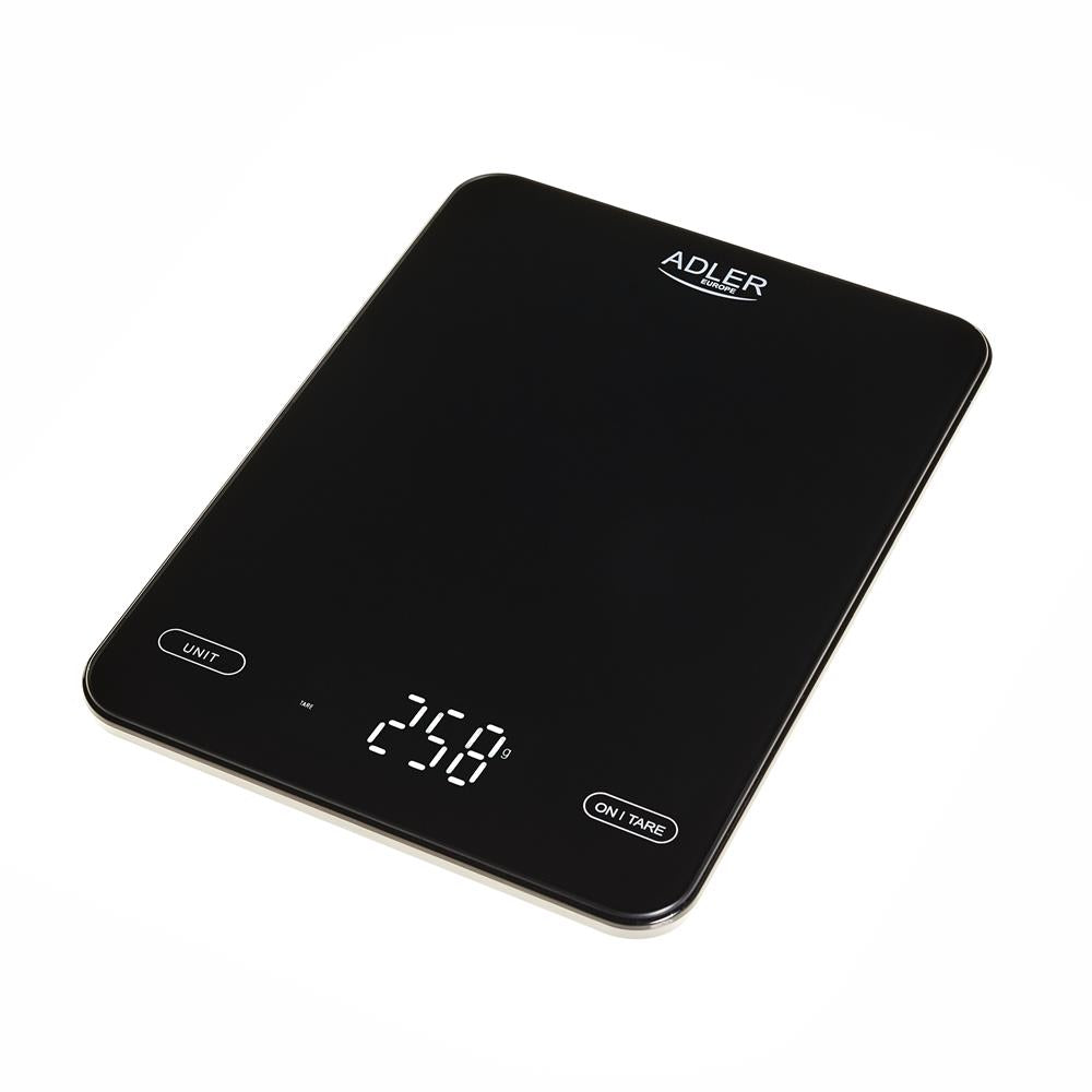 Adler AD 3177 Digitale Küchenwaage 10 kg USB wiederaufladbar Schwarz