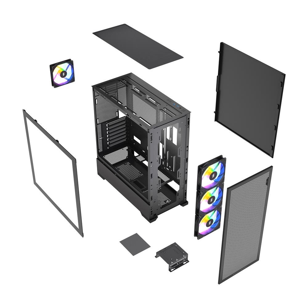 Silentware Core 100 A-RGB Black – Midi Tower mit Mesh-Front, Glas-Seitenfenster & 4 PWM RGB Lüftern