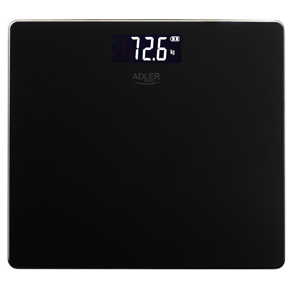 Adler AD 8194B Personenwaage Digital bis 180 kg, USB-C Akku Waage mit LCD Display, 100 g Genauigkeit, Glaswaage für Bad & Körpergewicht, Schwarz