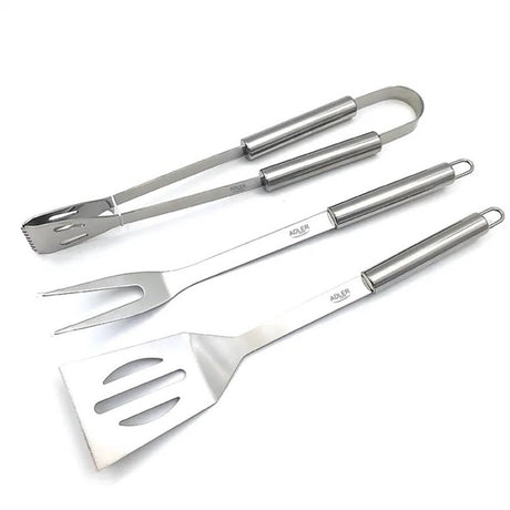 Adler AD 6729 Grillbesteck Set Grillzange Grillgabel Grillwender Edelstahl silber