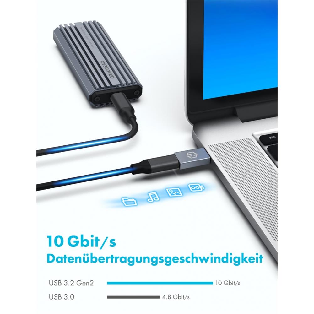GRAUGEAR USB Type C auf Type A Adapter USB 3.2 Gen2 10 Gbit s