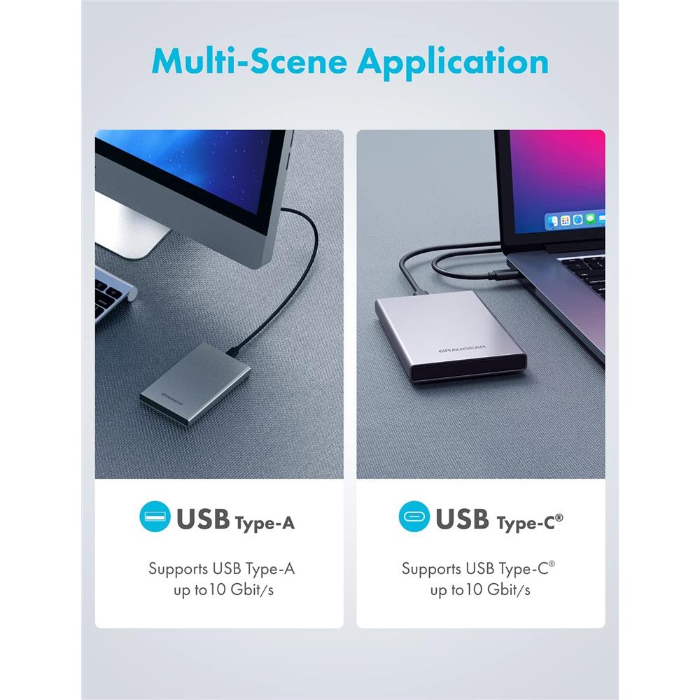 GRAUGEAR USB Type C Gehäuse für 2,5 Zoll HDD SSD Aluminium