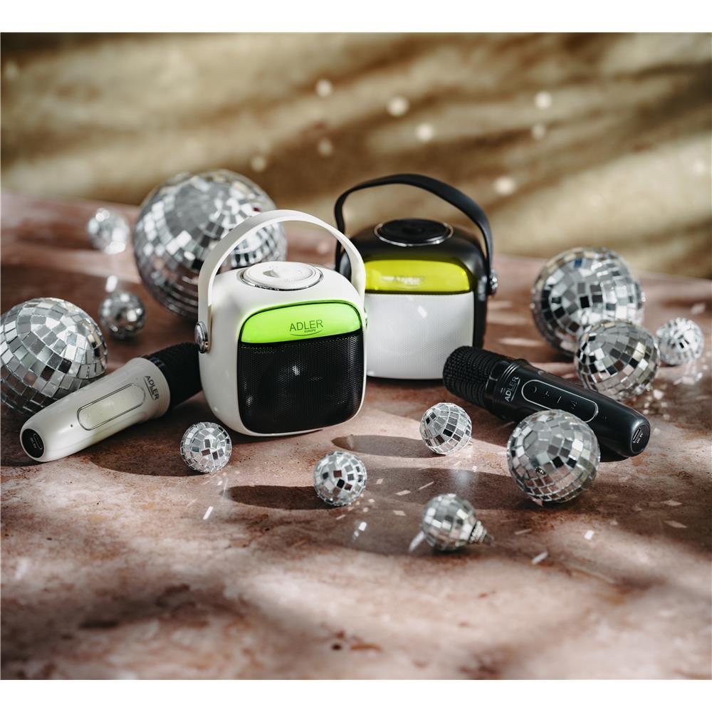 Adler AD 1199 Karaoke Lautsprecher mit Mikrofon Bluetooth Weiß