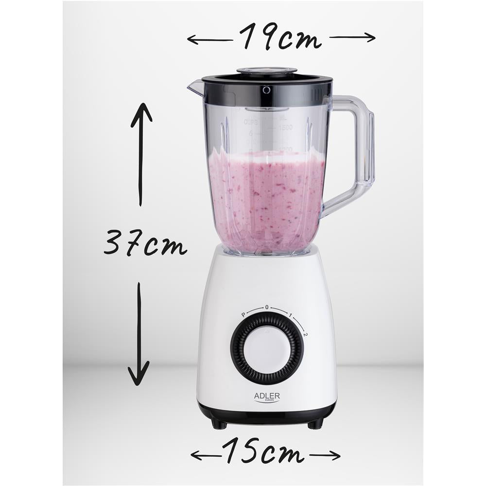 Adler AD 4085 Standmixer mit 1,5 Liter Behälter und Anti Rutsch Füßen Weiß