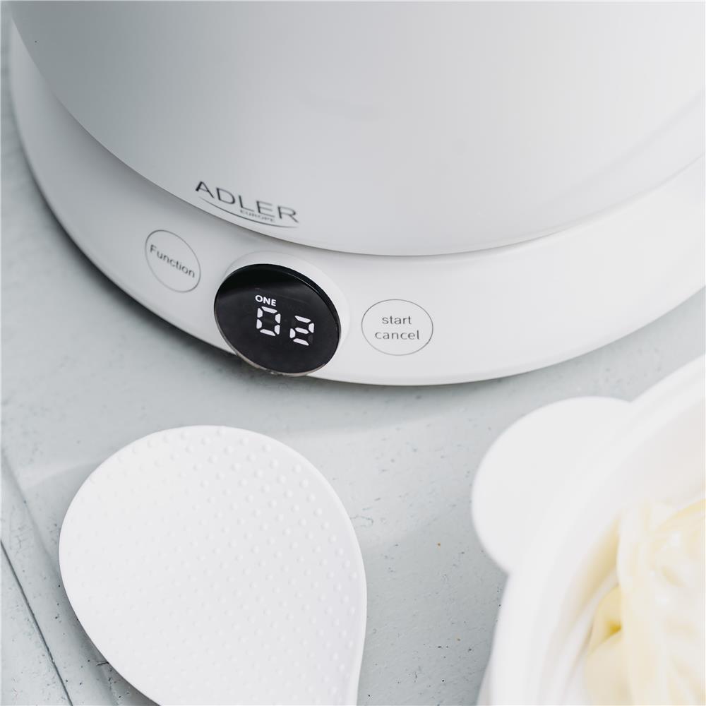 Adler AD 6422 Multikocher 1,0 L, 800 W, 4 Kochmodi, LED-Touch-Display, Warmhaltefunktion bis 12 Std., Dampfgaraufsatz, Glasdeckel, Antihaftbeschichtung