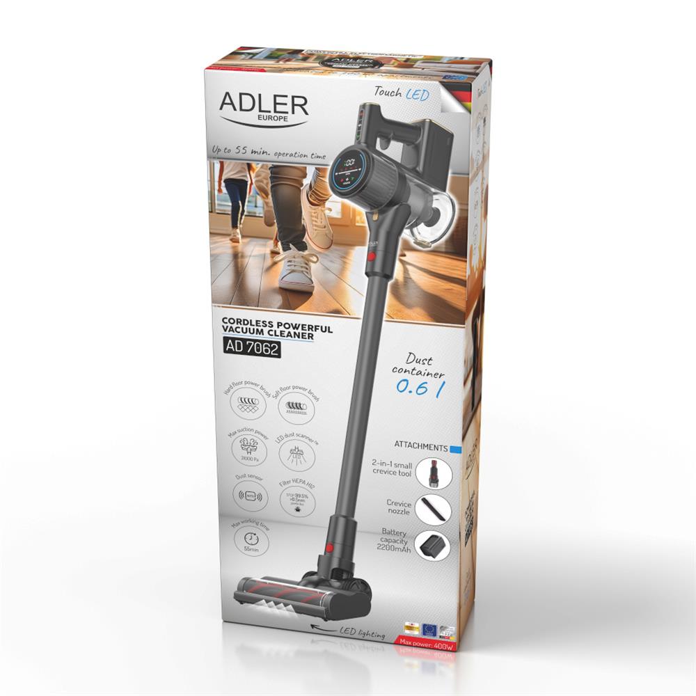 Adler AD 7062 Akku Staubsauger Pro mit Automatikmodus Grau