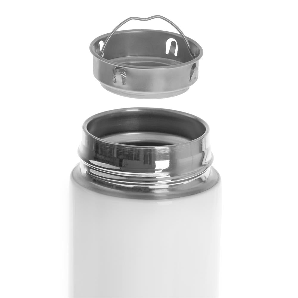 Adler Thermosflasche, 473ml, Weiß, Trinkflasche mit LED-Temperaturanzeige