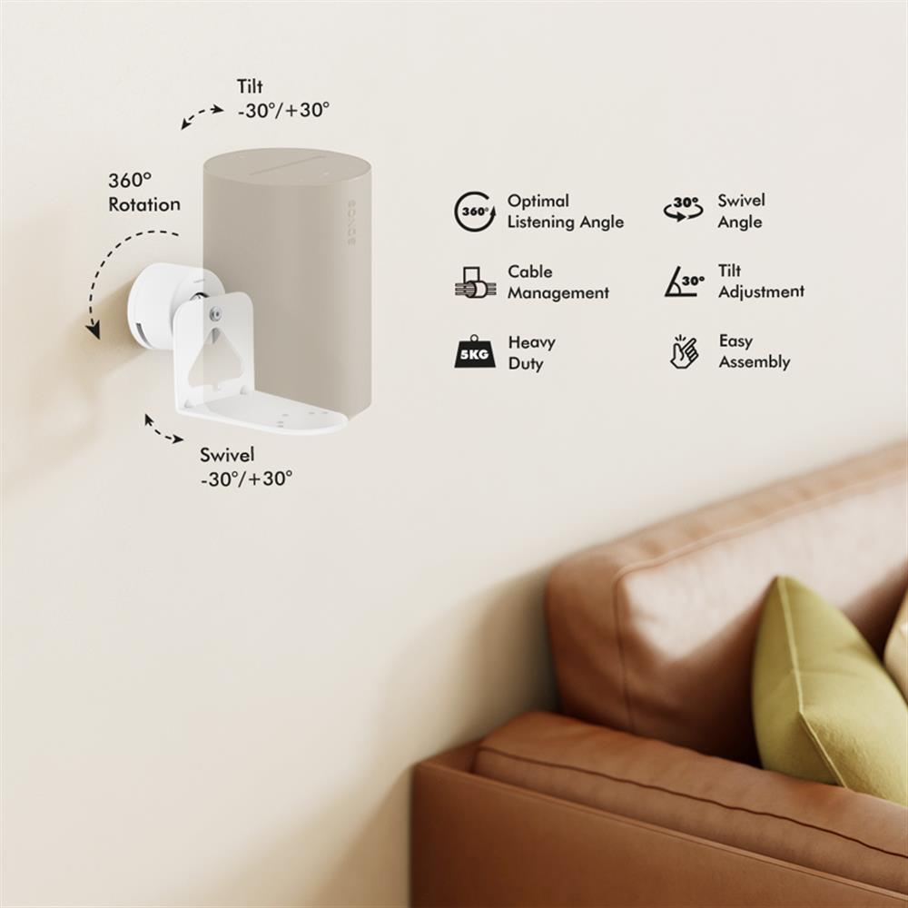 LogiLink Lautsprecher-Wandhalterung für SONOS ERA 100 & 300, max. 5 kg, Weiß