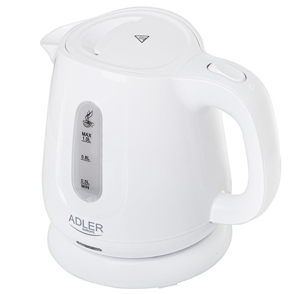 Adler AD 1373 Wasserkocher 1 Liter kompakt mit Abschaltautomatik und Wasserstandsanzeige Weiß