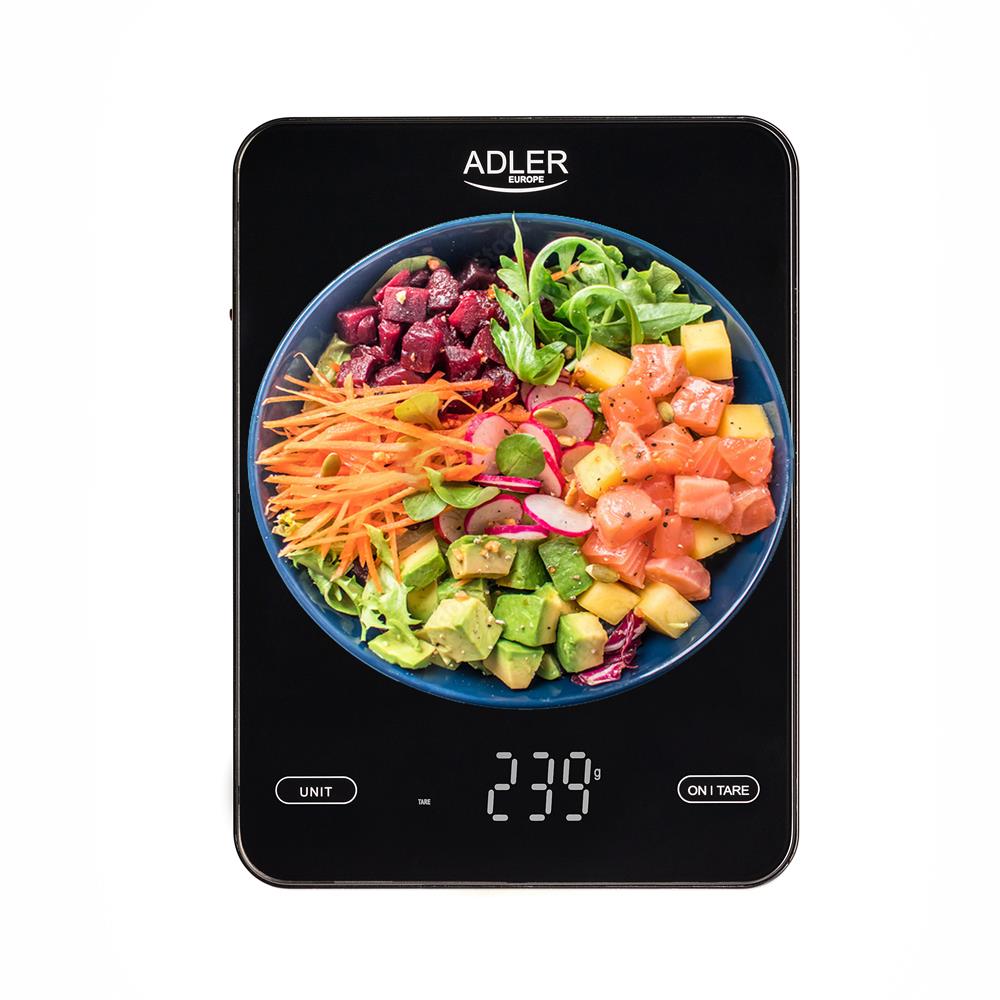 Adler AD 3177 Digitale Küchenwaage 10 kg USB wiederaufladbar Schwarz