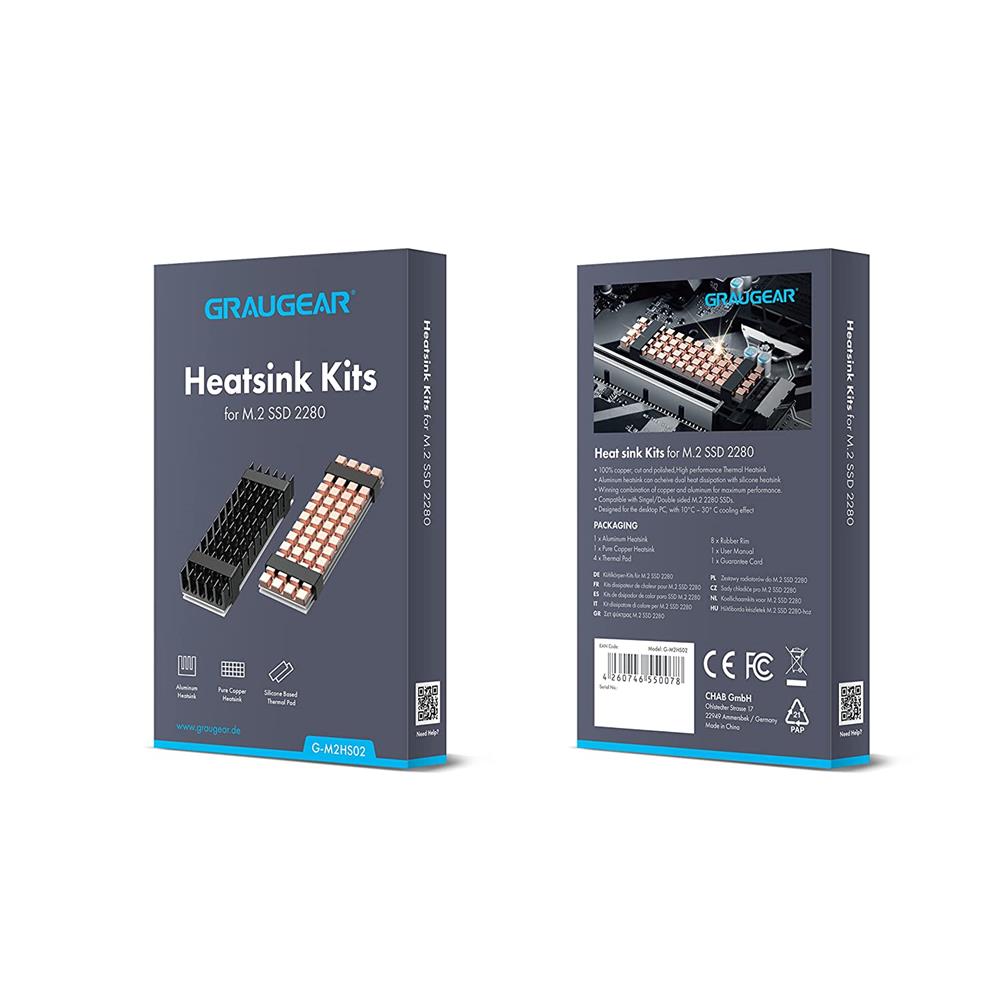 GRAUGEAR Kühlkit für M.2 2280 SSD Aluminium Kupfer