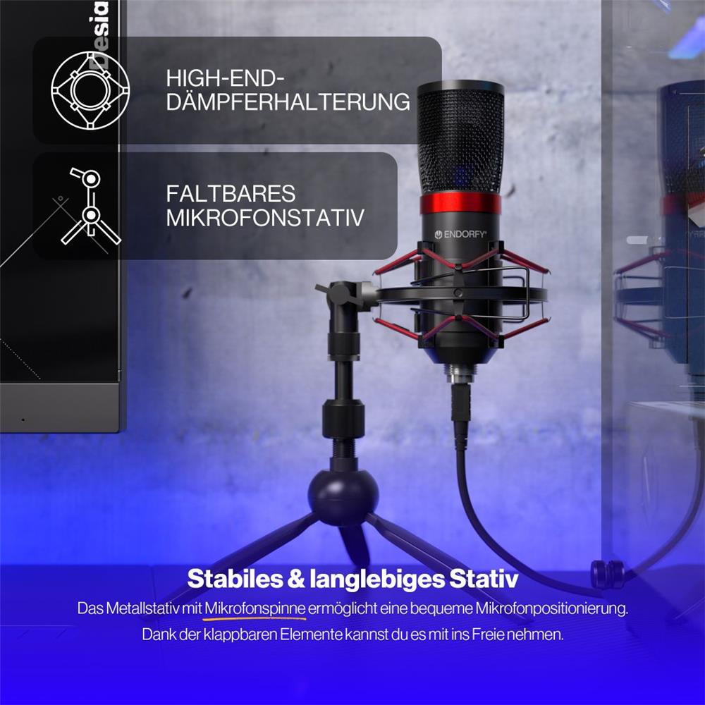 ENDORFY Solum Streaming T USB Mikrofon Schwarz mit Mute Button