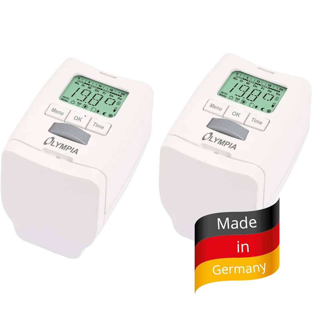 Olympia HT 430‑22 Heizkörperthermostat – Energiespar-Thermostat programmierbar (2er Set)