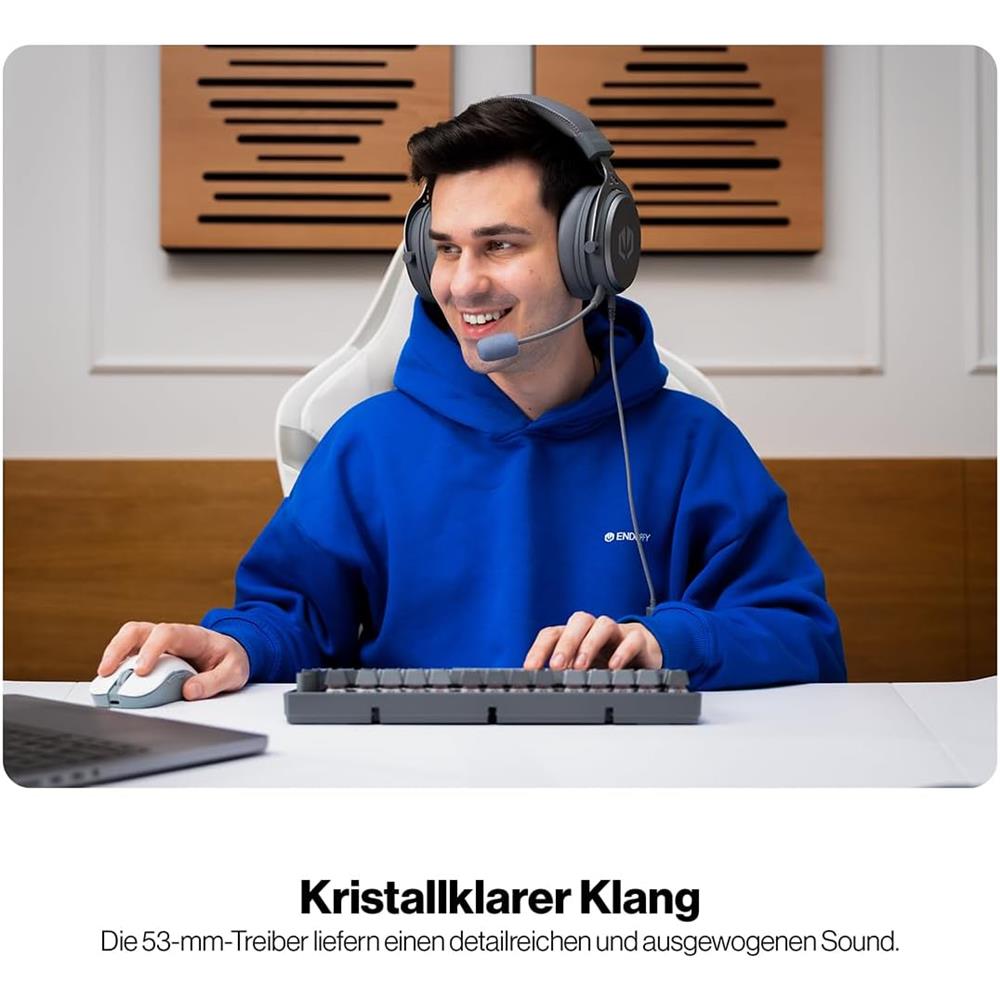 ENDORFY VIRO Plus USB Alt Gray Gaming-Headset – 7.1 Sound & abnehmbares Mikrofon