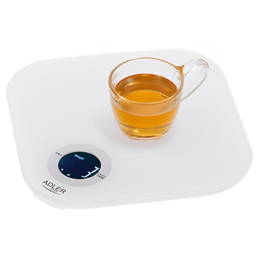 Adler AD 3180 Digitale Küchenwaage 10 kg mit LCD Display und Tara Funktion Weiß