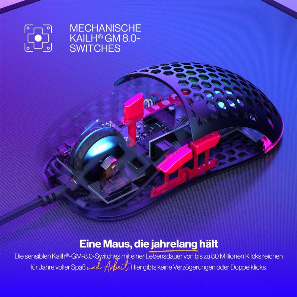 ENDORFY LIX Plus, Ultraleichte Gaming-Maus (59 g), 19000 DPI, Schwarz | EY6A001