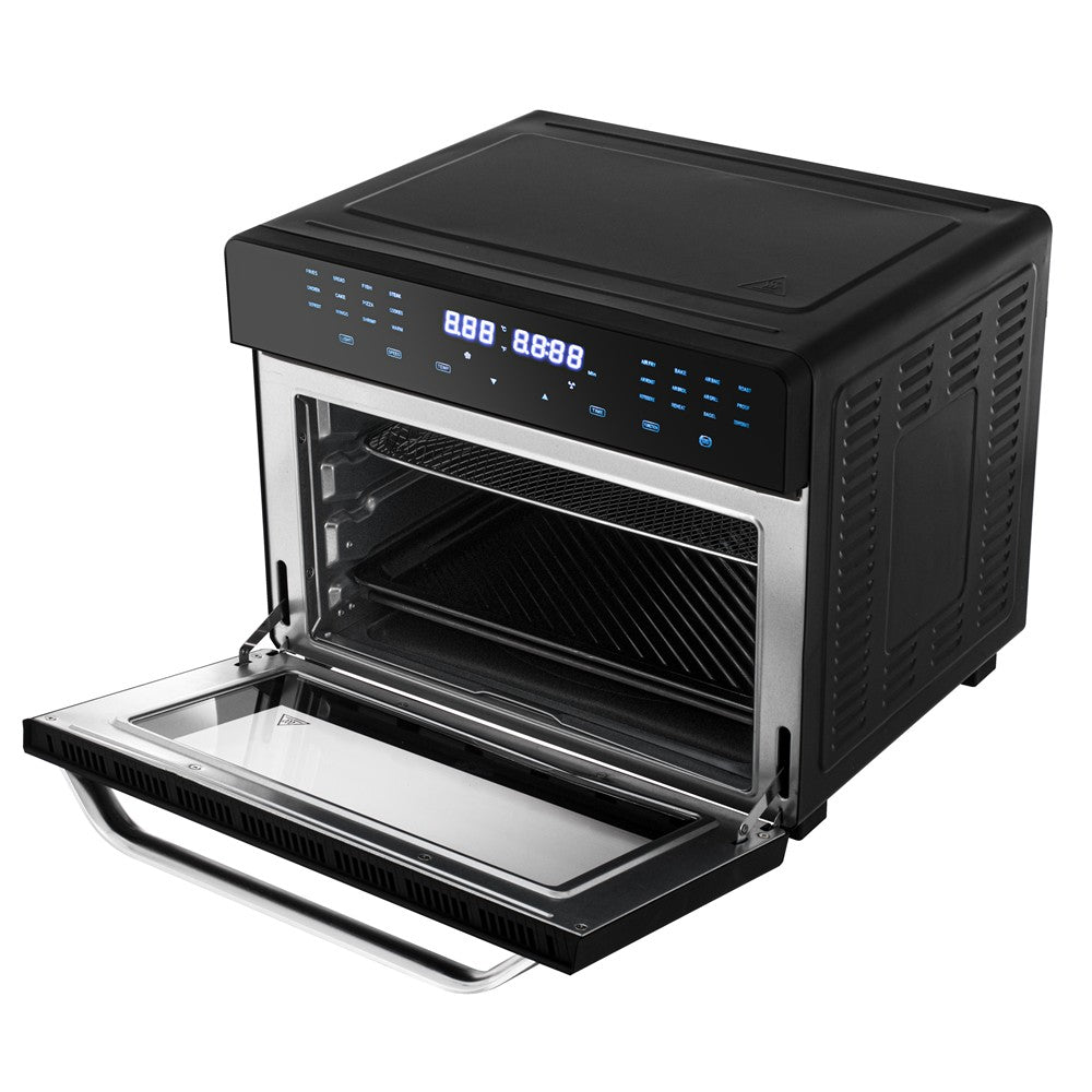 Camry CR 6323 Multifunktions-Heißluftofen 30L, Air Fryer Backofen 10-in-1 mit Grill, Drehspieß, Umluft, 24 Programmen, Touchdisplay, 2200W schwarz