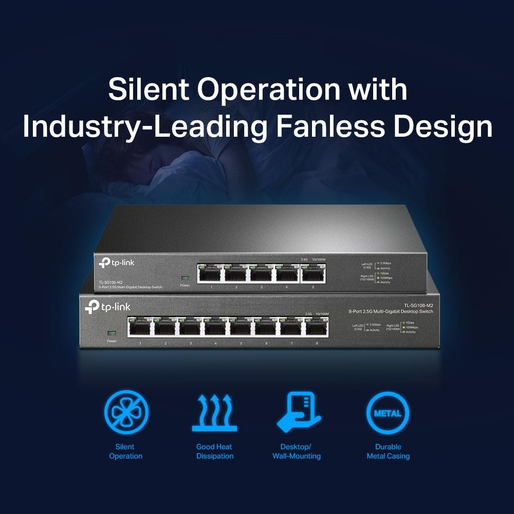 TP-Link TL-SG105-M2 5 Port 2.5G Switch Multi Gigabit Desktop lüfterlos
