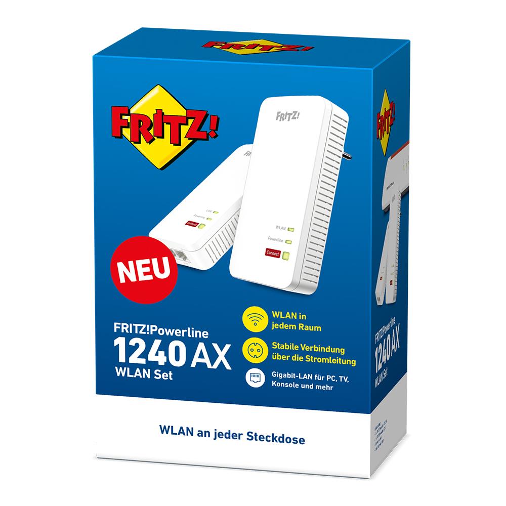FRITZ!Powerline 1240 AX WLAN Set – Highspeed-WLAN über Stromleitung mit Wi-Fi 6