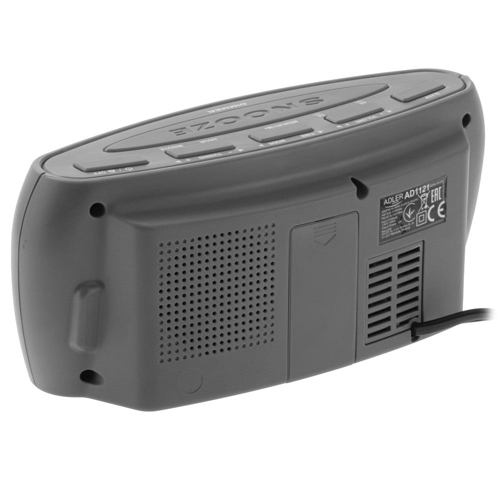 Adler AD 1121 S Radiowecker LED Display 22,2 cm AM FM Wecker, Dual Alarm, Snooze Netzbetrieb, Schwarz