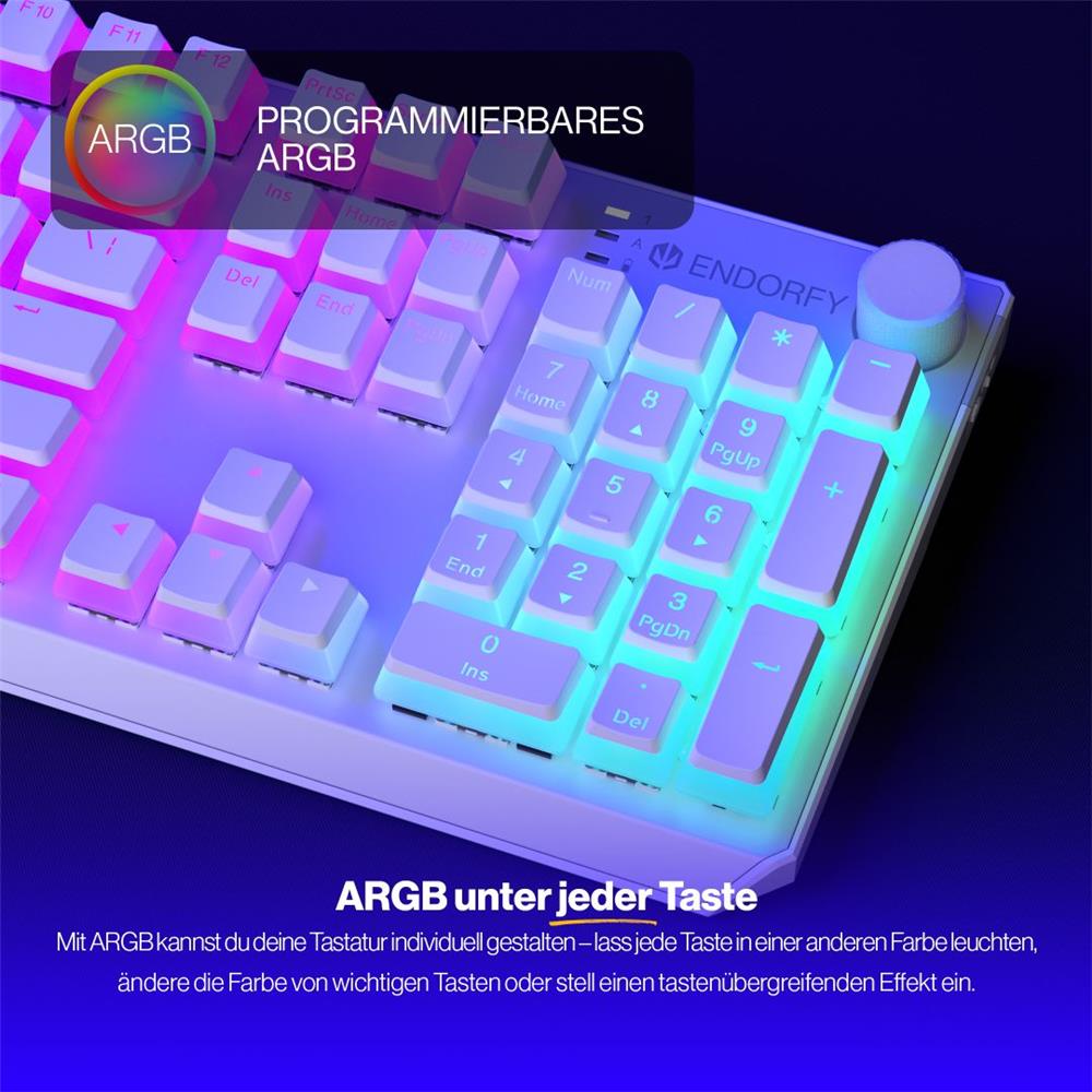 ENDORFY Thock Wireless Onyx White Tastatur mit Kailh Box Red US Layout ARGB