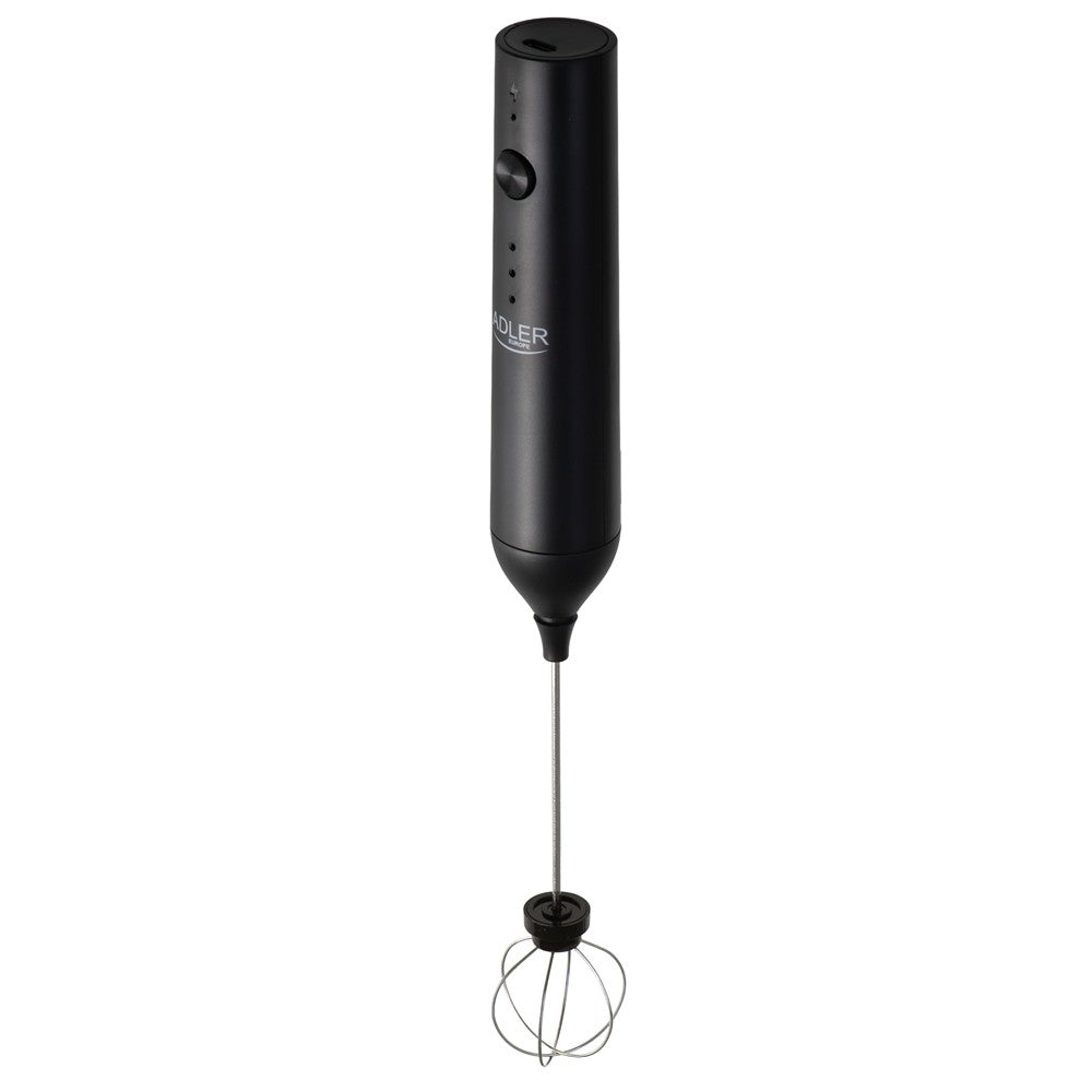 Adler AD 4533 Milchaufschäumer 2-in-1, wiederaufladbar, 3 Geschwindigkeiten, Edelstahl-Aufsätze, USB-C