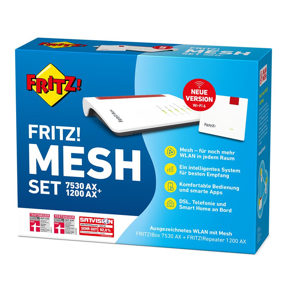FRITZ! Mesh Set 7530 AX + 1200 AX – WLAN-Komplettlösung mit Wi-Fi 6 & Mesh-Technologie