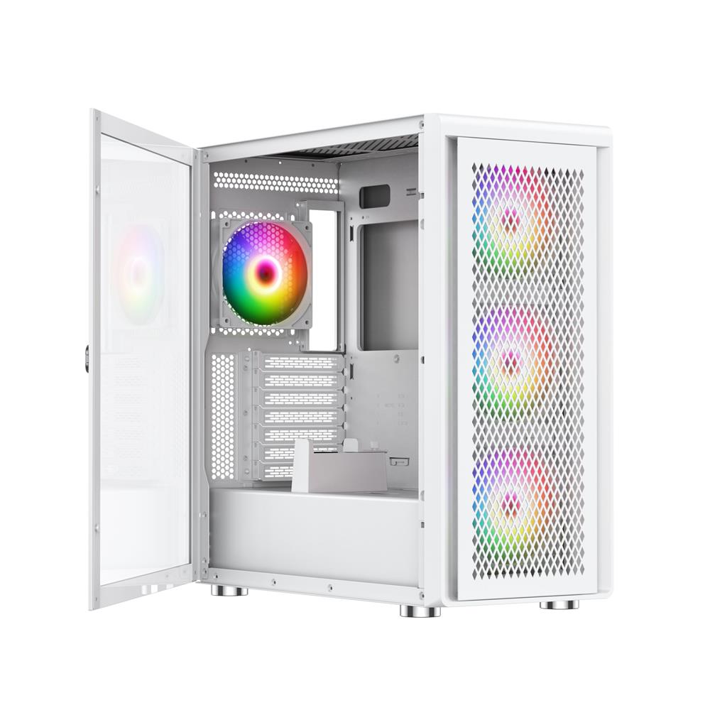 Silentware Air 100 White – Midi Tower mit Mesh-Front, Glas-Seitenfenster & 4 A-RGB Lüftern