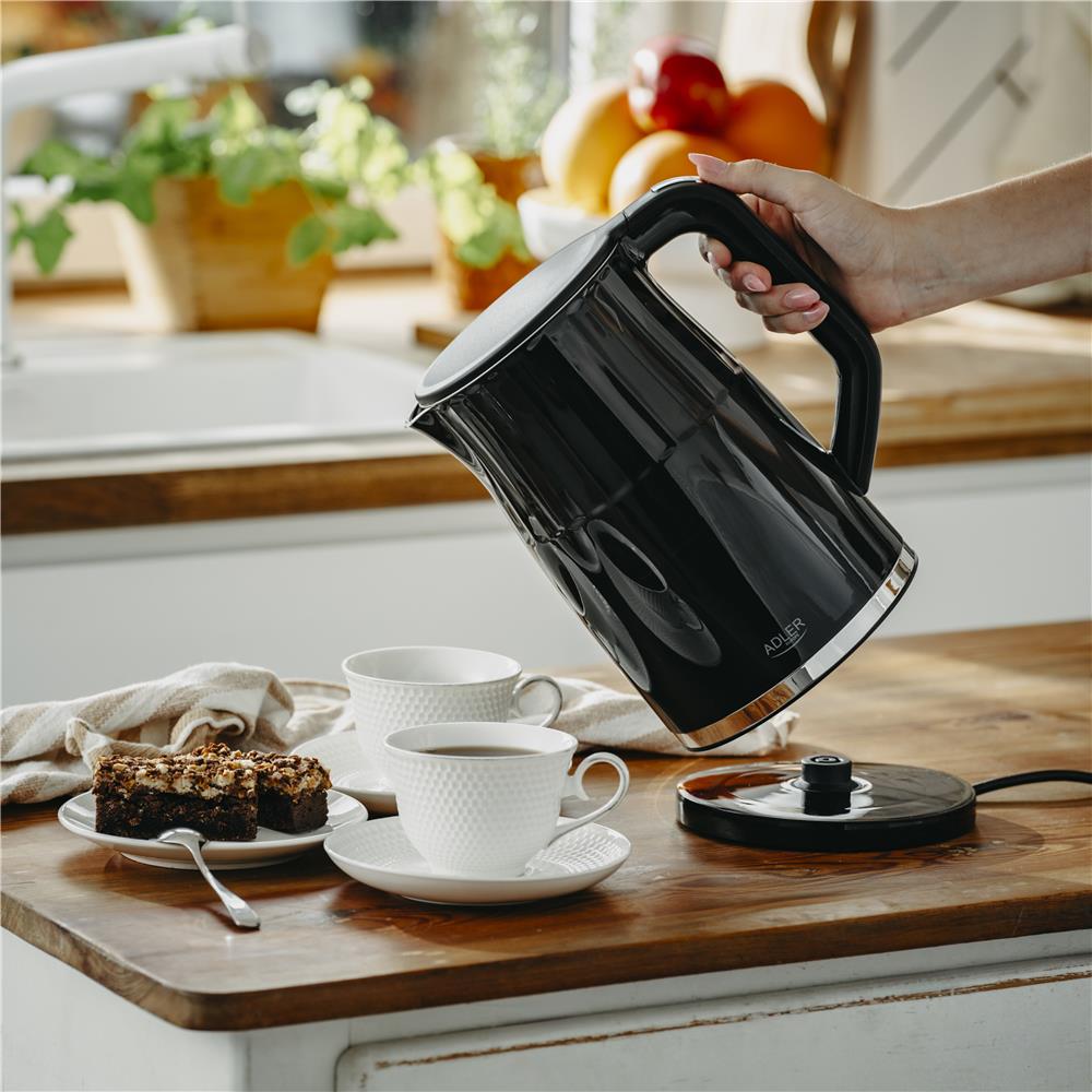 Adler AD 1350 Wasserkocher 1,7 Liter mit LED Temperaturregelung und Doppelwand Gehäuse Schwarz