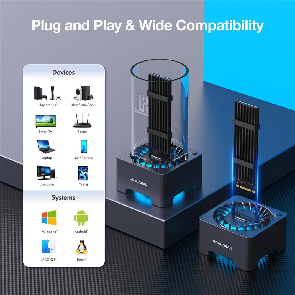 GRAUGEAR USB 4.0 Dockingstation für M.2 PCIe Gen4 NVMe SSD