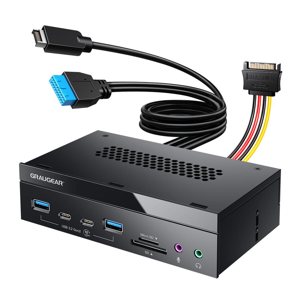 GRAUGEAR Multi Frontblende 5,25 Zoll mit USB Hub und Kartenleser