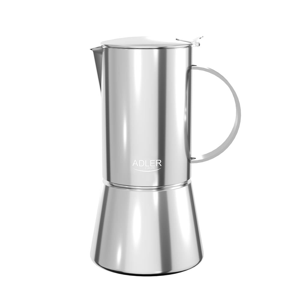 Adler AD 4419 Espresso Kaffeemaschine 350 ml aus Edelstahl silber, spülmaschinenfest