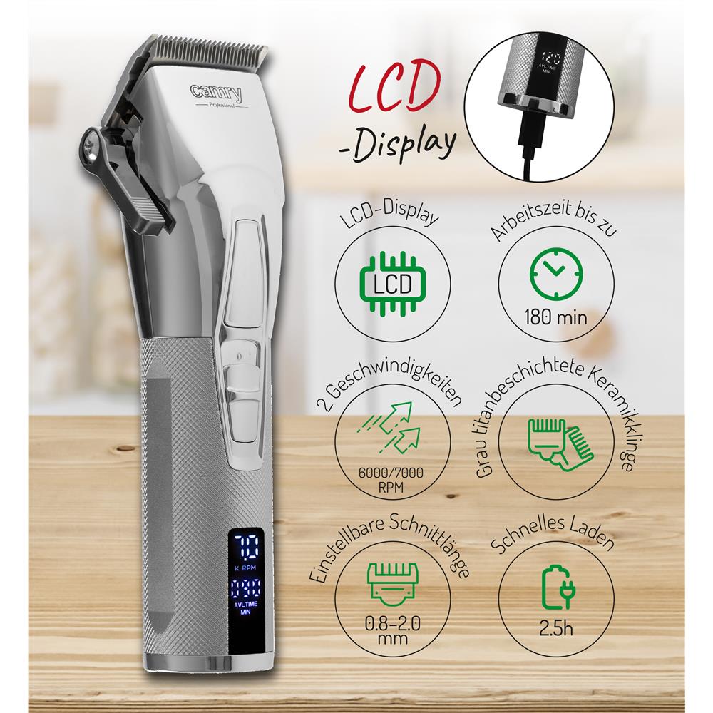 Camry CR 2835 Haarschneider mit Keramikklinge & LCD-Display – Profi-Haarschnitt