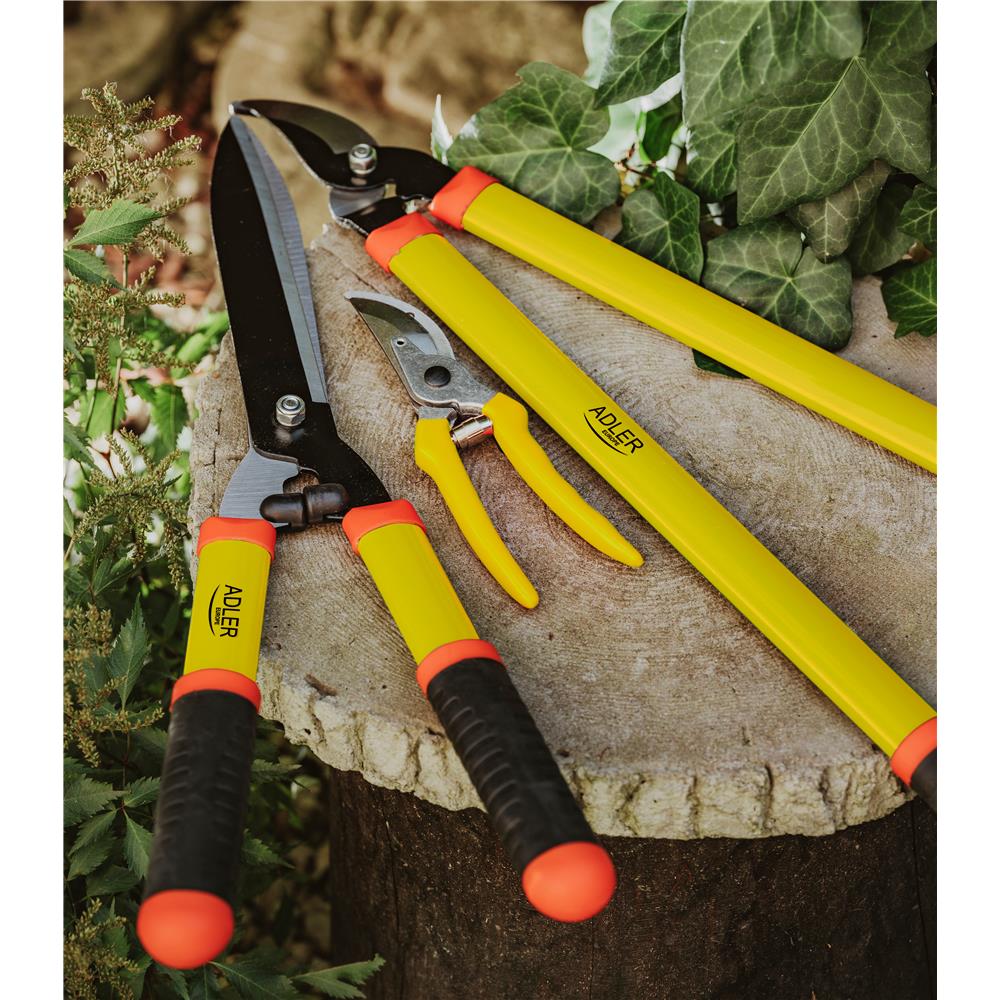 Adler AD 6808 Gartenscheren-Set 3-teilig für Blumen, Sträucher und Äste, ergonomisch, gelb