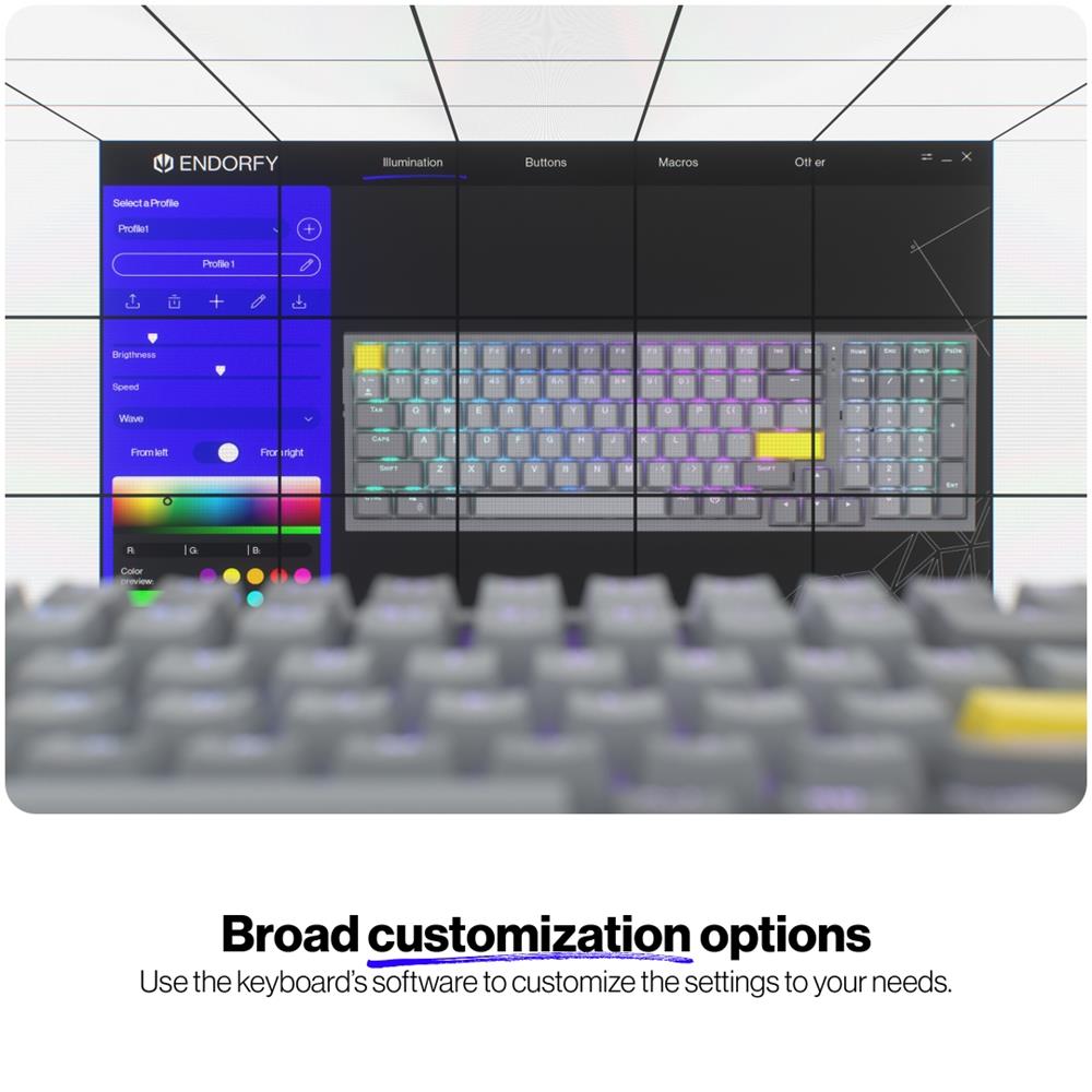 ENDORFY EY5A124 - Celeris 1800, kabellose Tastatur mit 1800 Layout, QWERTY, BT, Grau